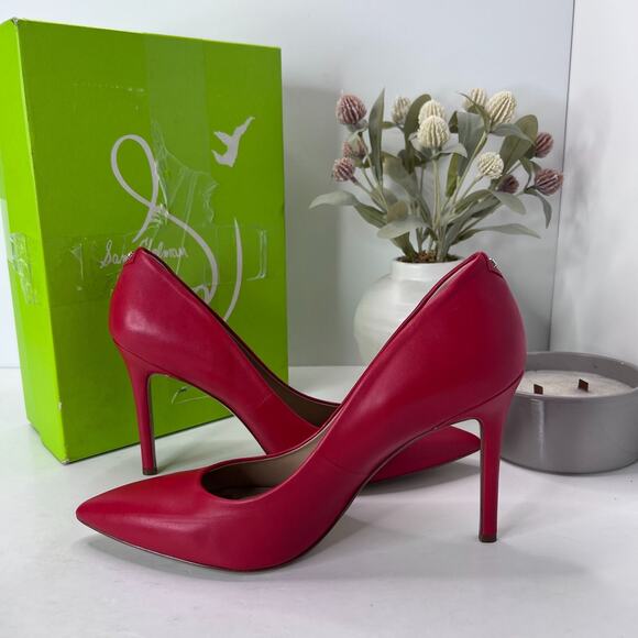 Sam Edelman Hazel Leather Pointed Toe Pump Red Women's 9.5W Read Desc - Picture 5 of 11